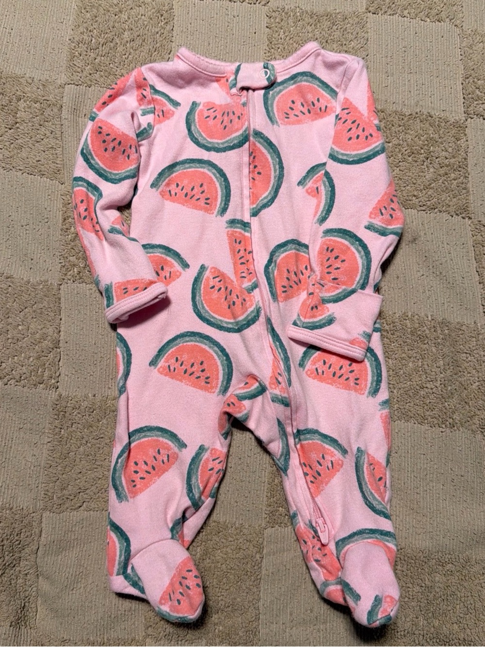 Carter's Pink Watermelon Fleece Footed One-Piece Pajamas